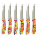 Art & Cook Steak Knives with Tie-Dye Handles, Set of 6 comes with Cutting Board!
