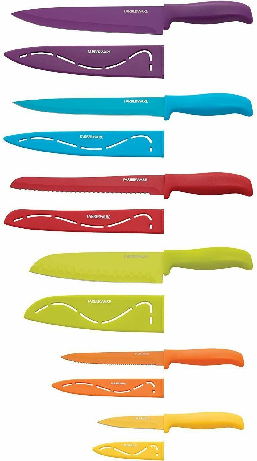 Multi Colored 12 piece knife set Non-Stick Cutlery All Colors