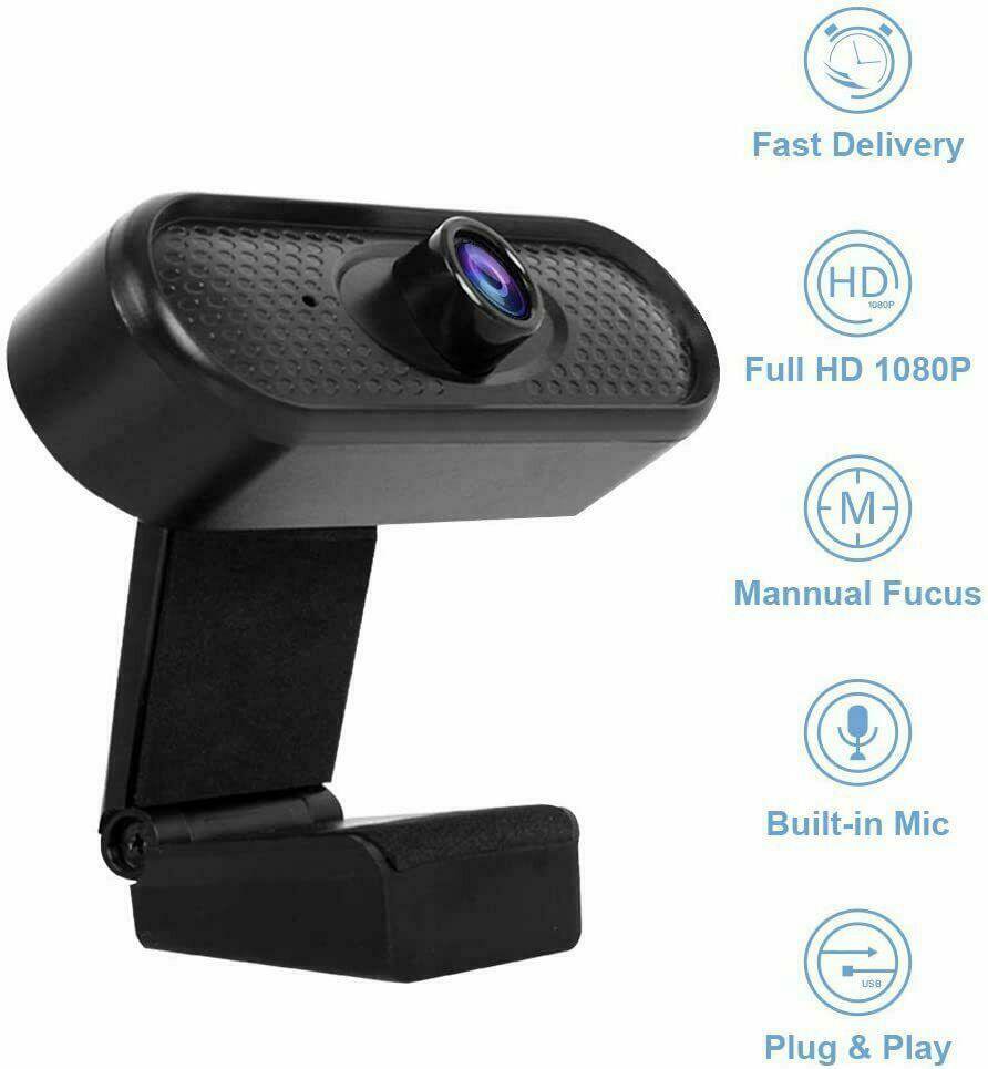 Dragon Touch 1080P Full HD Webcam with Built-in Microphone for PC/Mac Book/Lapto