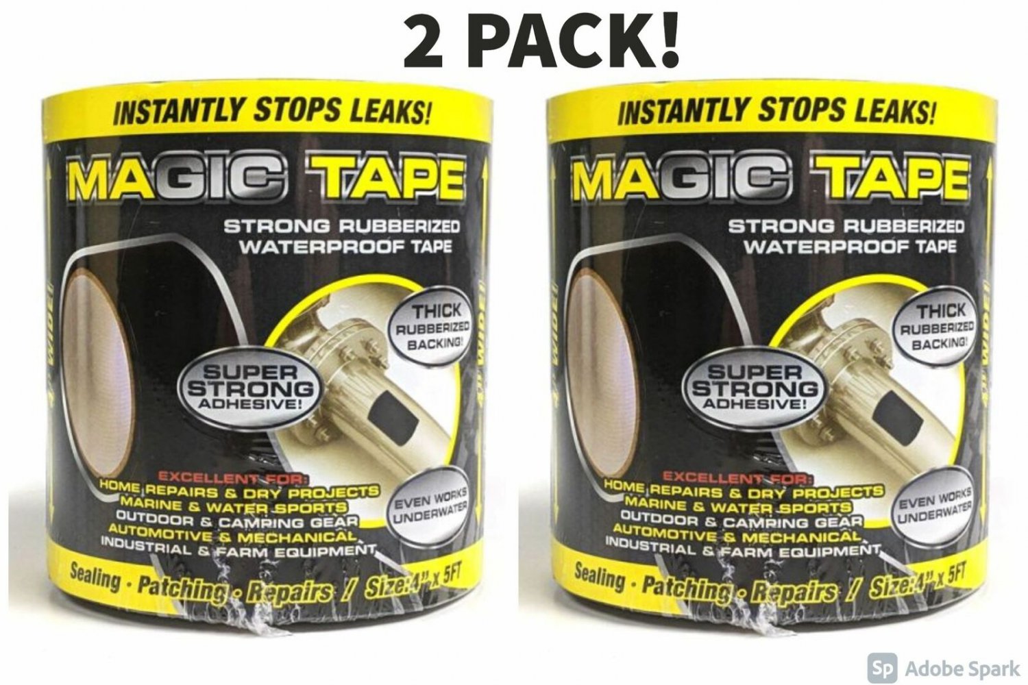 Rubberized Waterproof Tape 2 Pack - Endless Uses! Can be applied hot/cold/wet