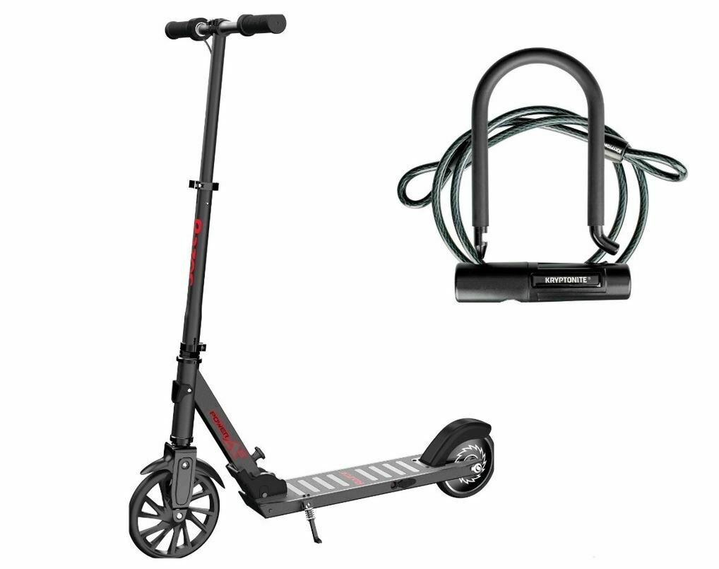 Razor Electric-Powered Scooter Power Black Label New Comes with Kryptonite Lock