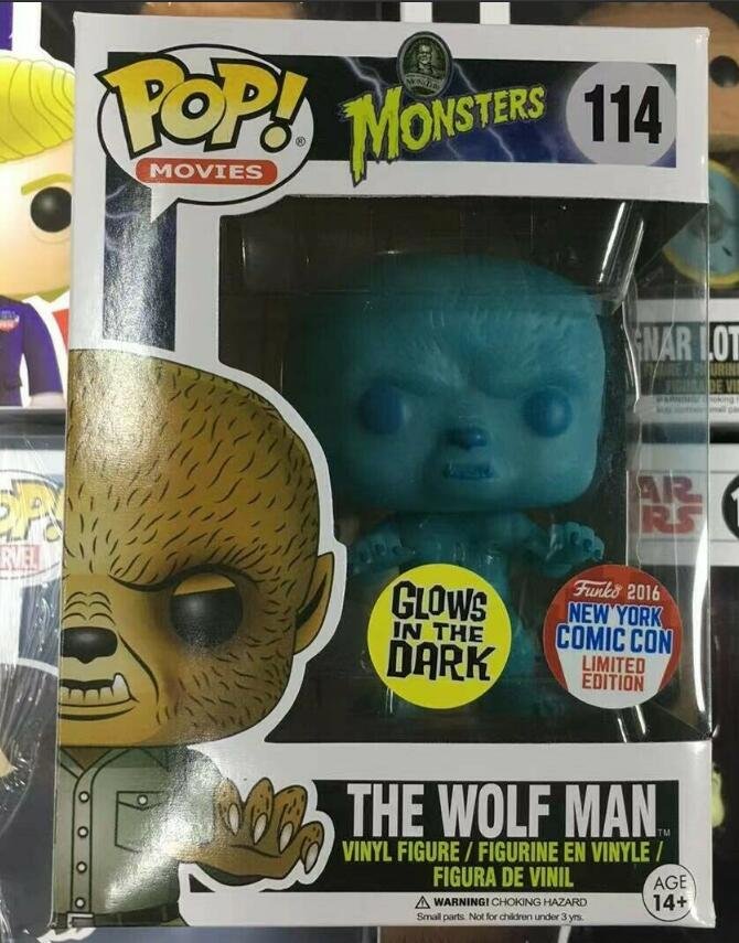 Universal Monsters The Wolf Man #114 Glow in the Dark Funko pop! Vinyl Figure With Protector