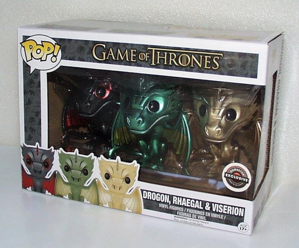 Game Of Thrones Dragon 3 Pack Drogon Viserion Metallic Funko pop! Vinyl Figure With Protector