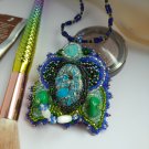 Angel pendant / Blue jewelry / Jewelry for women / Jasper stone / Oval pendant / Gift / Agate stone