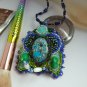 Angel pendant / Blue jewelry / Jewelry for women / Jasper stone / Oval pendant / Gift / Agate stone