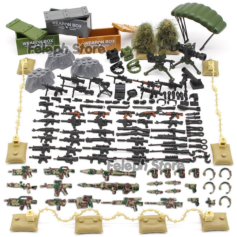 153 pcs Lego Sandbag Camouflage Army SWAT Weapon Team