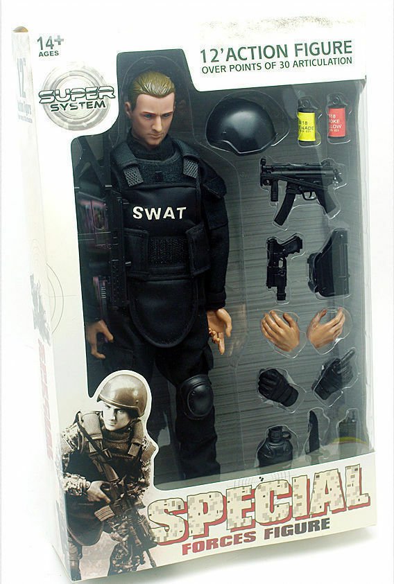 SWAT Soldier Doll Black Uniform Action Figure