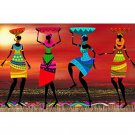 Dancing African Women DIY Easy Paint by Numbers Kit Abstract Female Figures Linen Canvas Set 16x20
