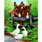 Donkeys and Gooses in Farm Animals DIY Easy Paint by Number Kit for Beginner Hand painted Gift 16x20