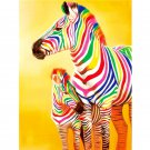 Rainbow Zebra DIY Paint by Number Kit Beginners Colorful Animals Acrylic Painting on Linen Canvas