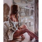 Girl at Window DIY Painting by Numbers Kit Abstract Woman Portrait Color on Linen Canvas 16 x 20