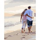 Couple Walking on the Beach DIY Painting by Numbers Kit Abstract Color on Linen Canvas 16 x 20
