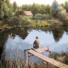 Fishing on River DIY Painting by Numbers Kit for Adults Landscape on Linen Canvas Set 16x20