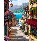 Lake Como Italy DIY Paint by Numbers Kit for Adults Beginners European Cityscape on Linen Canvas