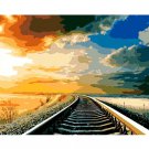 Railway at Sunset DIY Painting by Numbers Kit Adult Beginners Sunset Landscape Paint on Canvas 40x50