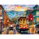 San Francisco Cable Car DIY Paint by Numbers Kit American Cityscape Trams Painting on Linen Canvas