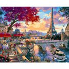 Spring in Paris DIY Paint by Numbers Kit European Cityscape Eiffel Tower Painting on Linen Canvas