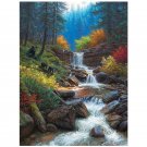 Forest Cascade DIY Painting by Numbers Kit Adult Beginners Waterfall Landscape Paint on Canvas 40x50