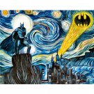 Batman Starry Night DIY Paint by Numbers Kit Van Gogh Painting on Linen Canvas Set for Hand Made