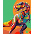Colorful Dinosaur DIY Easy Paint by Numbers Kit Animals Painting on Linen Canvas Set for Hand Made