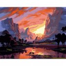 Crimson Sunset DIY Painting by Numbers Kit Adult Beginners Landscape Easy Paint on Canvas 40x50