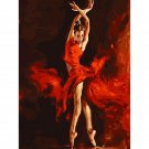 Dancer in Red DIY Painting by Number Kit for Adults Girl in Red Dress Paint on Linen Canvas 16x20