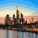 Frankfurt Main Skyline at Night DIY Painting by Numbers Kit Adult Beginner Cityscape Paint on Canvas