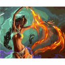 Girl Dancing with Fire DIY Painting by Number Kit for Adults Anime Paint on Linen Canvas 16x20