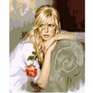 Sad Blonde Woman DIY Painting by Number Kit for Adults Girl Portrait Easy Paint on Linen Canvas
