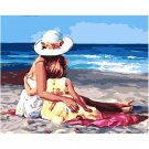 Mother and Daughter on Seaside DIY Painting by Numbers Kit Adults Beginners Easy Paint on Canvas