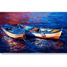 Two Boats in Sea DIY Painting by Numbers Kit for Adult Beginners Landscape Easy Paint n Linen Canvas