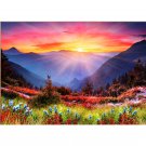 DIY Painting by Numbers Kit for Adults Mountain Valley Flowers Sunrise Landscape Oil Paint on Canvas