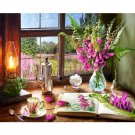 Summer Bouquet and Coffee DIY Painting by Numbers Kit Still Life Acrylic Paint on Linen Canvas Set