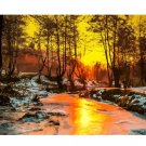 Melting Snow Forest at Sunset DIY Painting by Numbers Kit Adults Spring Landscape Paint on Canvas