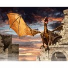 Dragon on High of Castle DIY Acrylic Painting by Numbers Kit for Adults Beginners Paint on Canvas