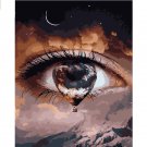 Eye with Teardrop DIY Painting by Number Kit for Adults Clouds Hot Air Balloon Oil Paint on Canvas