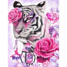 Fuchsia Flowers Tiger DIY Painting by Numbers Kit for Adults Animals Portrait Oil Paint on Canvas
