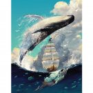 Humpback Whale Jumping from Ocean DIY Painting by Numbers Kit for Adults Beginners Sea Life Scene
