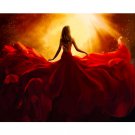 Girl in Red Flying Dress DIY Painting by Numbers Kit for Adults Fashion Model Oil Paint on Canvas