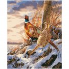 Pheasants on the Snow DIY Painting by Numbers Kit for Adults Beginners Birds Oil Paint on Canvas