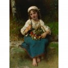 Young Girl with a Basket of Flowers by Leon Bazile Perrault 1880 - Paint by Numbers Famous Paintings