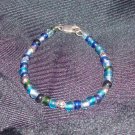 Blue Glass and Sterling Silver Bracelet