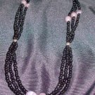 Three Strand Black and Purple Necklace