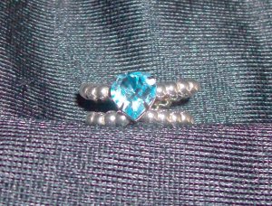 Aqua Heart Swarovski Ring