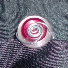 White/Red Buttons w/ Silver Wire Wrapped Ring