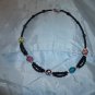 Black Seed Beads with Glass Lampwork Necklace