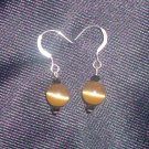 Glass Tigers Eye Sterling Silver Earrings
