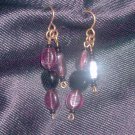 Vintage Purple and Black Glass Earrings