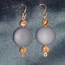 Vintage Brown Coin and Black Earrings