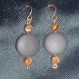 Vintage Brown Coin and Black Earrings